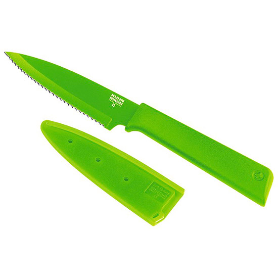 Нож малый Kuhn Rikon Colori зубчатое лезвие, зеленый
