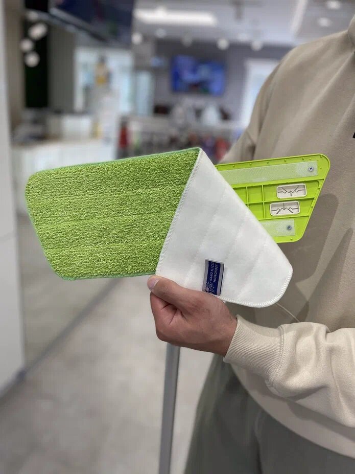 Насадка на швабру для влажной уборки "ECO Standart" Белый Кот 45х15 см (зеленый)