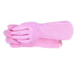 Защитные виниловые перчатки "Блеск", (размер L), (розовые)