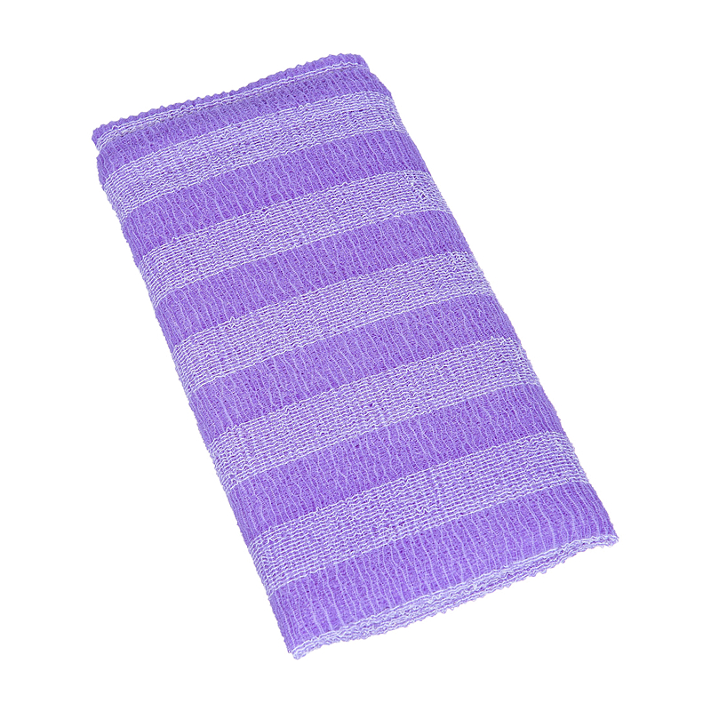 Массажная мочалка жесткая 28х120 см (фиолетовый в полоску)