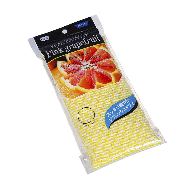 Мочалка массажная мягкая, с витамином С "Грейпфрут" 20х90 см