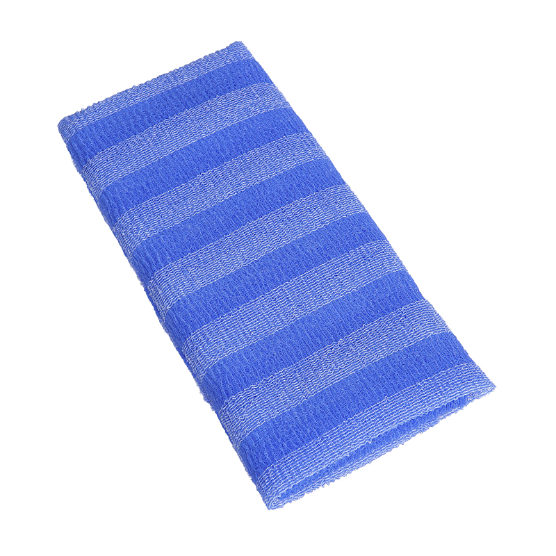 Массажная мочалка жесткая, 28х120 см, (синяя в полоску)